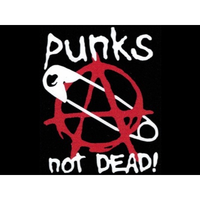 Samolepka PUNK´S NOT DEAD áčko sichr