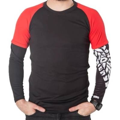 nanosilver pánské triko TRACK dlouhý rukáv s Coolmaxem černo červená
