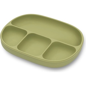 Interbaby Силиконова чиния Interbaby - С разделения, вендуза и капак, Olive Green (SI008-74)