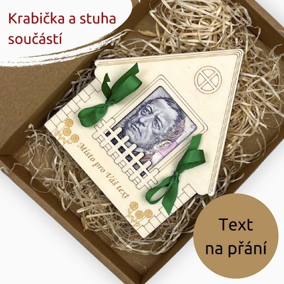 PanDatel Dřevěné pouzdro na peníze - DŮM - Váš text