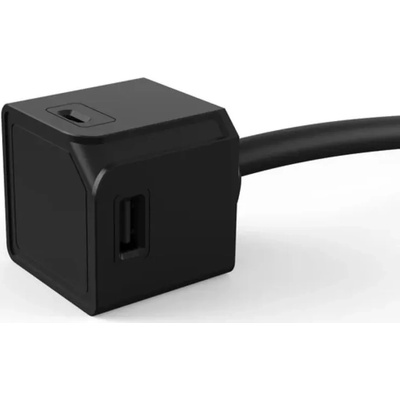 DesignNest Разклонител DesignNest - USBcube, 4 гнезда, 3 m, USB A+C, черен (10896BK-EUACMC)