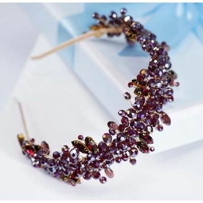 Naishide Jewelry Vínová krystalová čelenka do vlasů DIADÉM