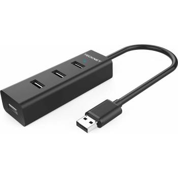 TeckNet USB Хъб TeckNet HU04, 4 порта, от USB Type-A към 4x USB 3.0 Type-A, черен (HU04 / 29457)