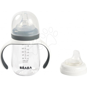 Beaba fľaša Bidon na učenie pitia 2in1 Training Bottle Mineral Grey 210 ml sivá