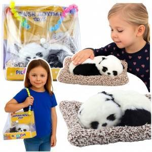 LEAN Toys Sleeping Panda On Pillow Plush Figure with Fur Transparent Bag