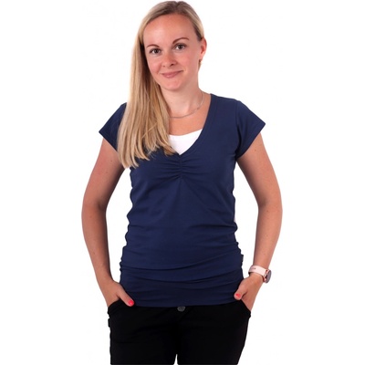 Jožánek kojící tričko Karla krátký rukáv jeans modrá – Zboží Mobilmania