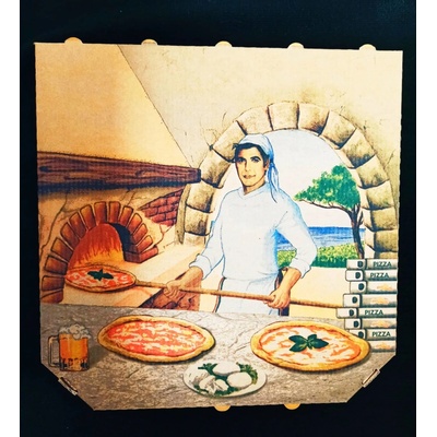 KUPO-SK Krabica na pizzu 330x330x30mm papier kraft biela s potlačou