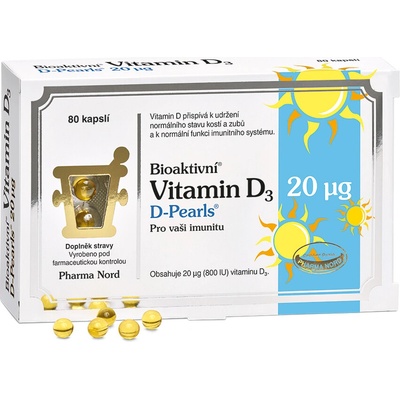 Bioaktivní Vitamin D3 D Pearls 20 mcg 80 kapslí
