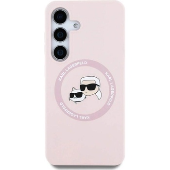 KARL LAGERFELD MagSafe Калъф за Samsung S25 Plus, Karl Lagerfeld Silicone Double Heads Case, Розов (KLHMS25MSKCHTCP)