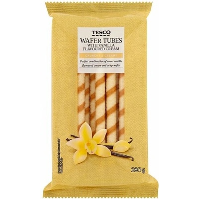 Tesco Oblátkové trubičky s náplňou s vanilkovou príchuťou 280 g