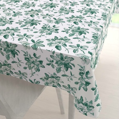 Biante Teflonový obdélníkový ubrus TF-091 Zelené květiny na bílém 140x180 cm