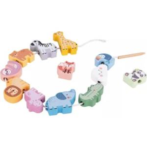 Tooky Toy Tooky Toy: Низанe на диви животни - комплект с 12 животинки (TJ003)