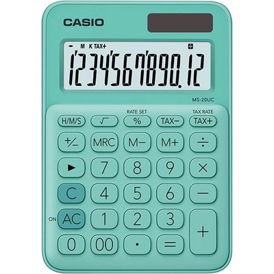 Casio Настолен калкулатор casio ms 20 uc 12 цифри зелен 45013200 (45013200)