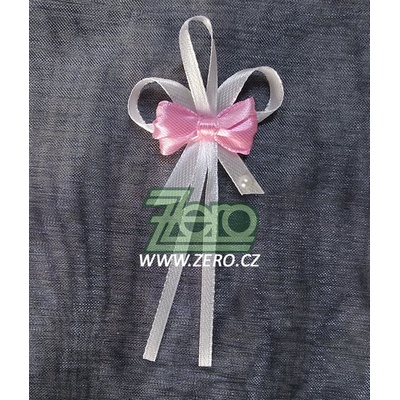 Vonička (vývazek) svatební - bílá s růžovou mašličkou – Zbozi.Blesk.cz