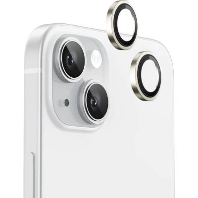 Blueo Протектор камера за iPhone 15 / iPhone 15 Plus - оригинален Протектор камера за обектив с метална рамка - жълт