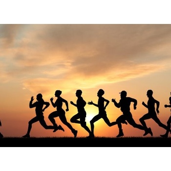 WEBLUX 41044614 Samolepka fólie Marathon Maraton černé siluety běžců na západ slunce rozměry 200 x 144 cm