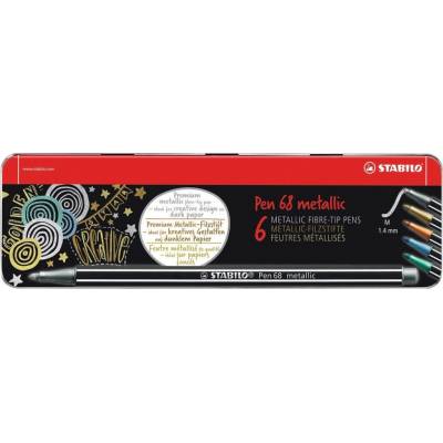 Stabilo Pen 68 metalic sada 6 ks v kovovém pouzdru