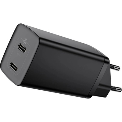 Baseus GaN 2 Lite Charger 65W (CCGAN2L-E01) - захранване за ел. мрежа за лаптопи, смартфони и таблети с 2xUSB-C изхода и с технология за бързо зареждане (черен)