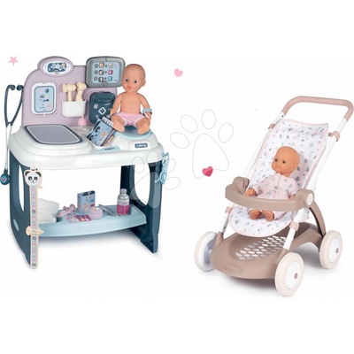 Smoby Set zdravotnícky pult pre lekára Baby Care Center so športovým kočíkom