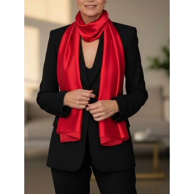 Classic Scarf šála s hedvábím červená