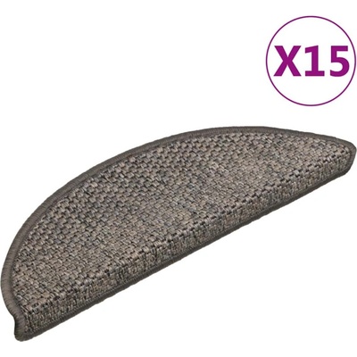 vidaXL Самозалепващи стелки за стълби сизал 15бр 56x17x3см кафявобежов