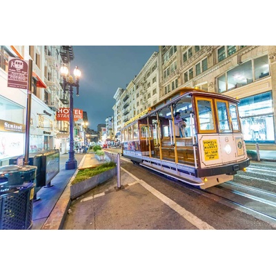 DIMEX ART Флизелинов фототапет нощно пътуване с трамвай 375 x 250 см