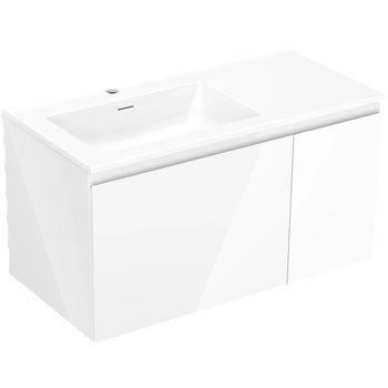 Mexen Orio баня шкаф 90 см с мивка Otis лява, 1S, 1D, лъскаво бяло - 91A13-09047-3-BBFF00-W18L00 (91A13-09047-3-BBFF00-W18L00)