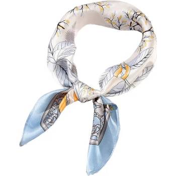 White orchid hedvábný šátek pastelový bledě modrý v dárkovém balení