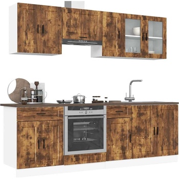 vidaXL Комплект кухненски шкафове от 8 части "Porto" опушен дъб, инженерна дървесина (3314846)