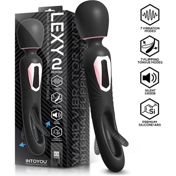 INTOYOU Lexy Vibrating Wand with Internal Flipping Tongue Black