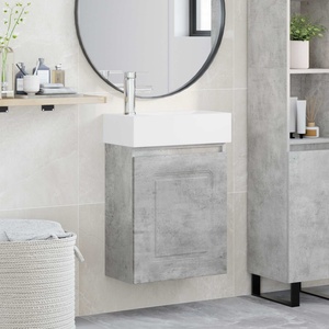 vidaXL Мивка за баня със смесител Бетонно сиво 45, 5 x 22, 5 x 84 см (889464)