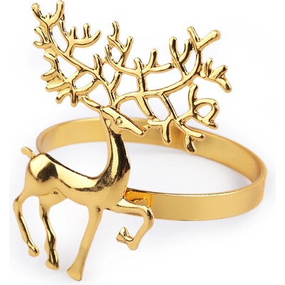 Prima-obchod Kovový kroužek na ubrousek vánoční jelen, barva 4 zlatá – Zboží Dáma