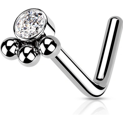 Šperky4U zahnutý piercing do nosu se zirkonem N0162-ST