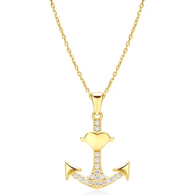 SAVICKI Колие с котва, сърце Savicki: злато. диаманти
