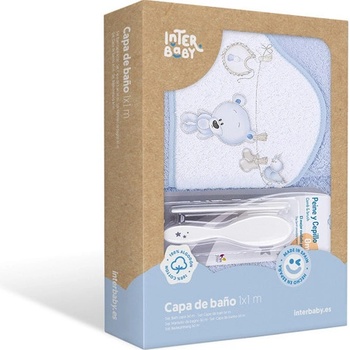 INTERBABY Osuška froté KRÁLICI + kefa MODRÁ