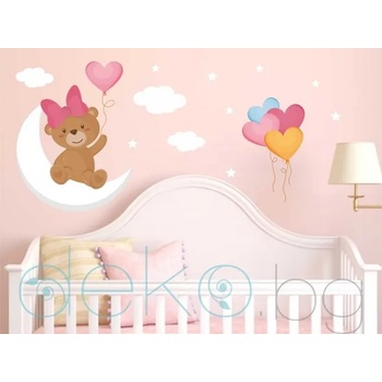 Image 1 of Мече момиченце с балонче върху луна - комплект (1586)