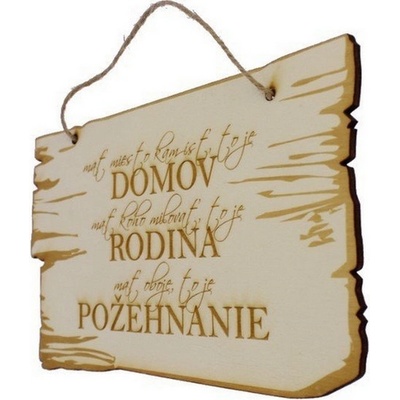Drevená darčeková ceduľka Domov Slovenská verzia