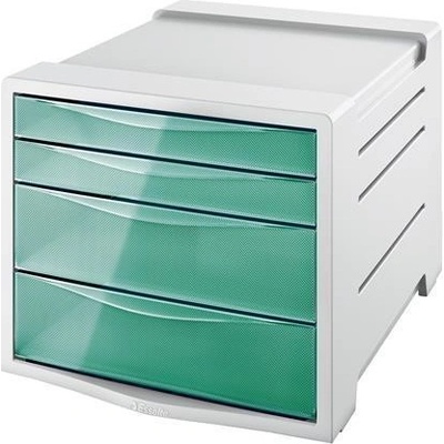 Esselte ColourIce plastový box 4 zásuvky transparentní zelený