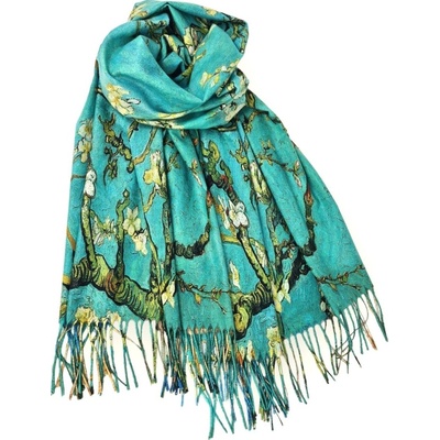 Classic Scarf tyrkysová dámská šála oboustranná na krk s vlnou Vincent van Gogh