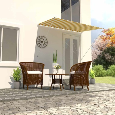 zahrada-XL Zatahovací markýza žluto-bílá 200 x 150 cm