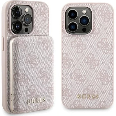 GUESS GUBPM5P15L4GEMGP Комплект iPhone 15 Pro 6.1" твърд калъф + Powerbank 5000mAh MagSafe розов 4G Metal Logo (GUBPM5P15L4GEMGP)
