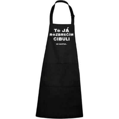 Dobrý Triko Zástěra s potiskem Rozbrečím cibuli Černá