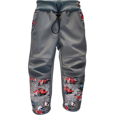 Tommy's design softshellové kalhoty s fleecem hasiči na šedé