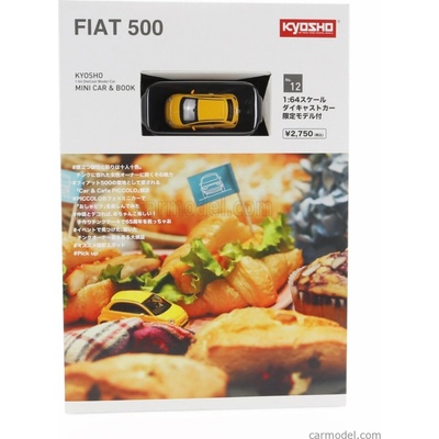 Kyosho Fiat Nuova 500 2007 With Book Žlutá 1:64