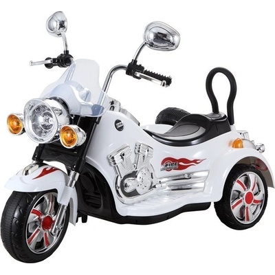 Mamido elektrická motorka Chopper s postranným vozíkom biela