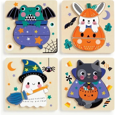 Mudpuppy halloweenskej puzzle sada 4 puzzle