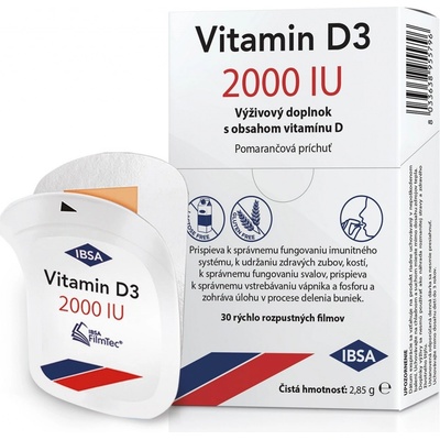 IBSA Vitamin D3 2000 IU s pomarančovou príchuťou 30 ks