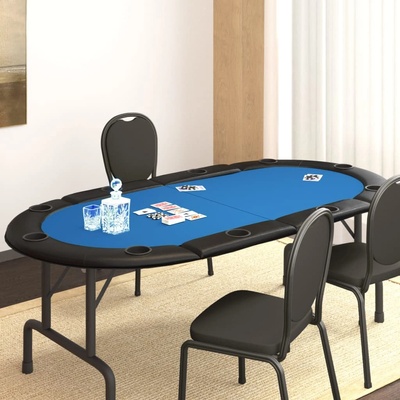 vidaXL Сгъваем плот за покер за 10 играча, син, 208x106x3 см (80401)