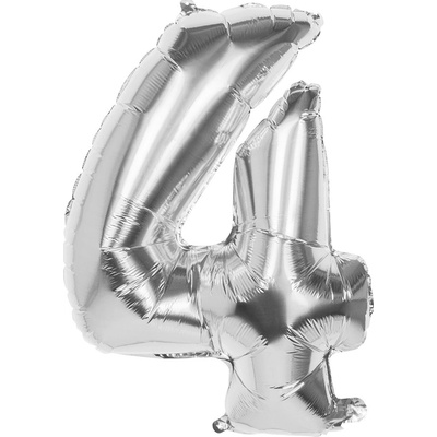 balónek číslo 4 stříbrný 40 cm
