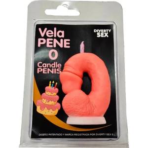  Свещ във формата на пенис, цифрата 0 - Penis Shape Candle Pink (D-246305)